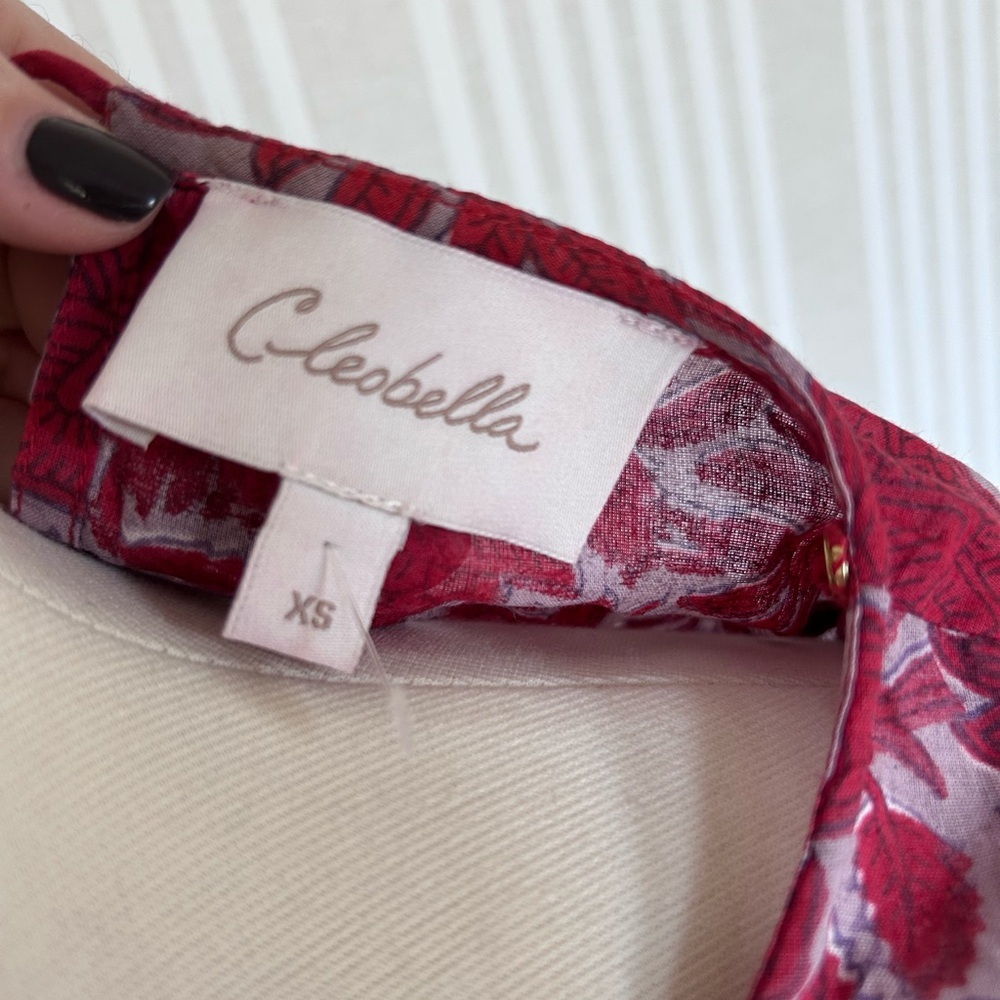 CLEOBELLA KAZ MINI DRESS Floral Print Waist Tie Cotton Fully Lined Size XS NWT - Picture 10 of 13